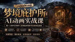 (19886期)梦境庇护所AI动画实战课:7.6W粉丝博主亲授第一人称POV制作,从零起步到多平台发布变现全流程-优优云网创