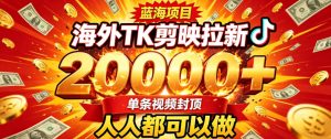 海外TK拉新最新玩法,剪映就能做,不用经验不用粉丝,单条视频收益上限2W+-优优云网创