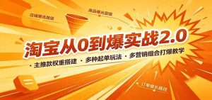 淘宝从0到爆实战2.0:主推款权重搭建,多种起单玩法,多营销组合打爆教学-优优云网创