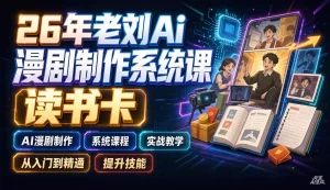 【精】26年老刘Ai漫剧制作系统课读书卡,AI漫剧制作从入门到精通、实战教学系统课程-优优云网创