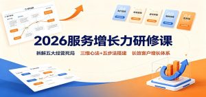 2026服务增长力研修课:拆解五大经营死局,三维心法+五步法搭建长效客户增长体系-优优云网创
