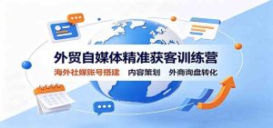 外贸自媒体精准获客训练营:海外社媒账号搭建,内容策划,外商询盘转化-优优云网创