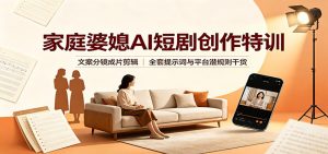 家庭婆媳AI短剧创作特训:文案分镜成片剪辑,全套提示词与平台潜规则干货-优优云网创