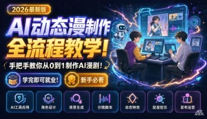 【精】2026最新版AI动态漫制作全流程教学!手把手教你从0到1制作AI漫剧!学完即可就业!新手必看-优优云网创
