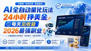 (19899期)AI量化全自动操作挣美金,矩阵可日入1000+,适合普通人的副业!-优优云网创