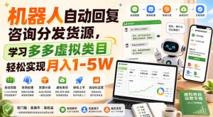 机器人自动回复咨询分发货源,学习多多虚拟类目轻松实现月入1-5W【揭秘】-优优云网创