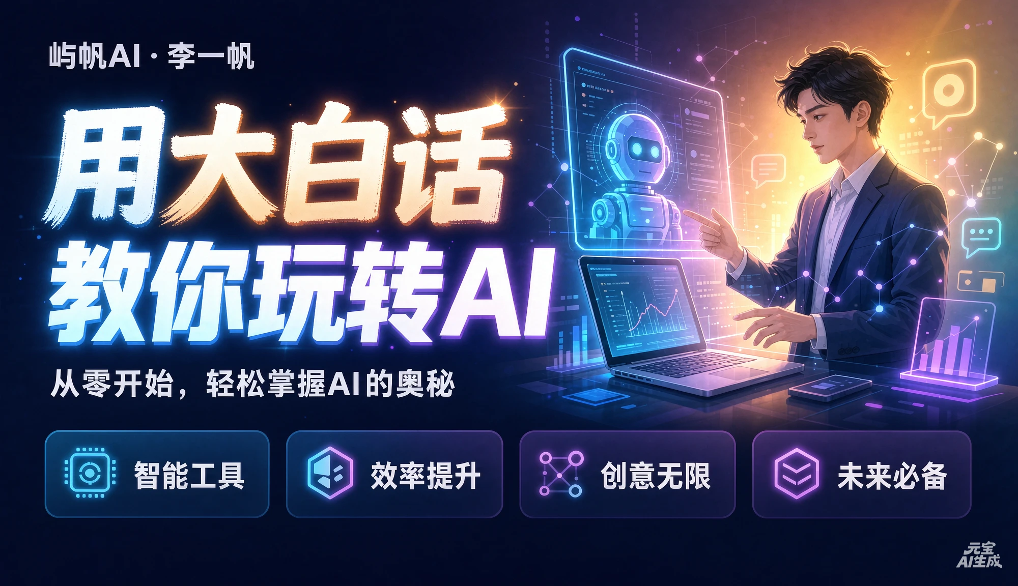 【精】屿帆AI·李一帆-用大白话教你玩转AI，从短剧漫剧到动画制作，零基础也能掌握爆款内容创作与变现全流程-优优云网创