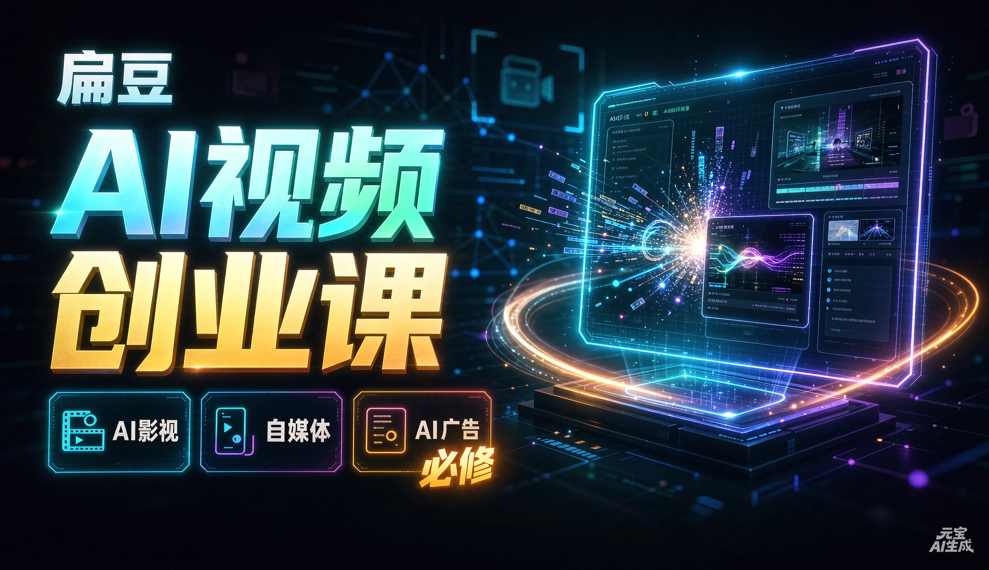 【精】扁豆:AI视频创业课(AI影视、AI自媒体、AI广告 必修)-优优云网创