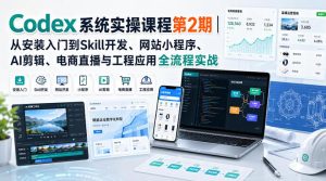 【精】Codex系统实操课程第2期：从安装到AI剪辑、电商直播与工程应用全流程实战-优优云网创