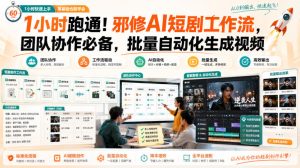 1小时跑通!邪修AI短剧工作流,团队协作必备,批量自动化生成视频-优优云网创