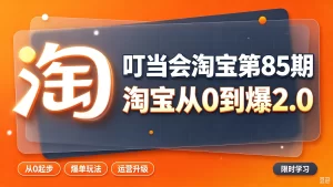 【精】叮当会淘宝第85期：淘宝从0到爆2.0，主推款五项高权重初始设置，改销量评晒秒单快速破零积累基础权重-优优云网创
