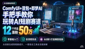 【精】AI动画电影制作,12个作品涨粉50万,手把手教你ComfyUI+豆包+即梦AI玩转AI短剧赛道-优优云网创