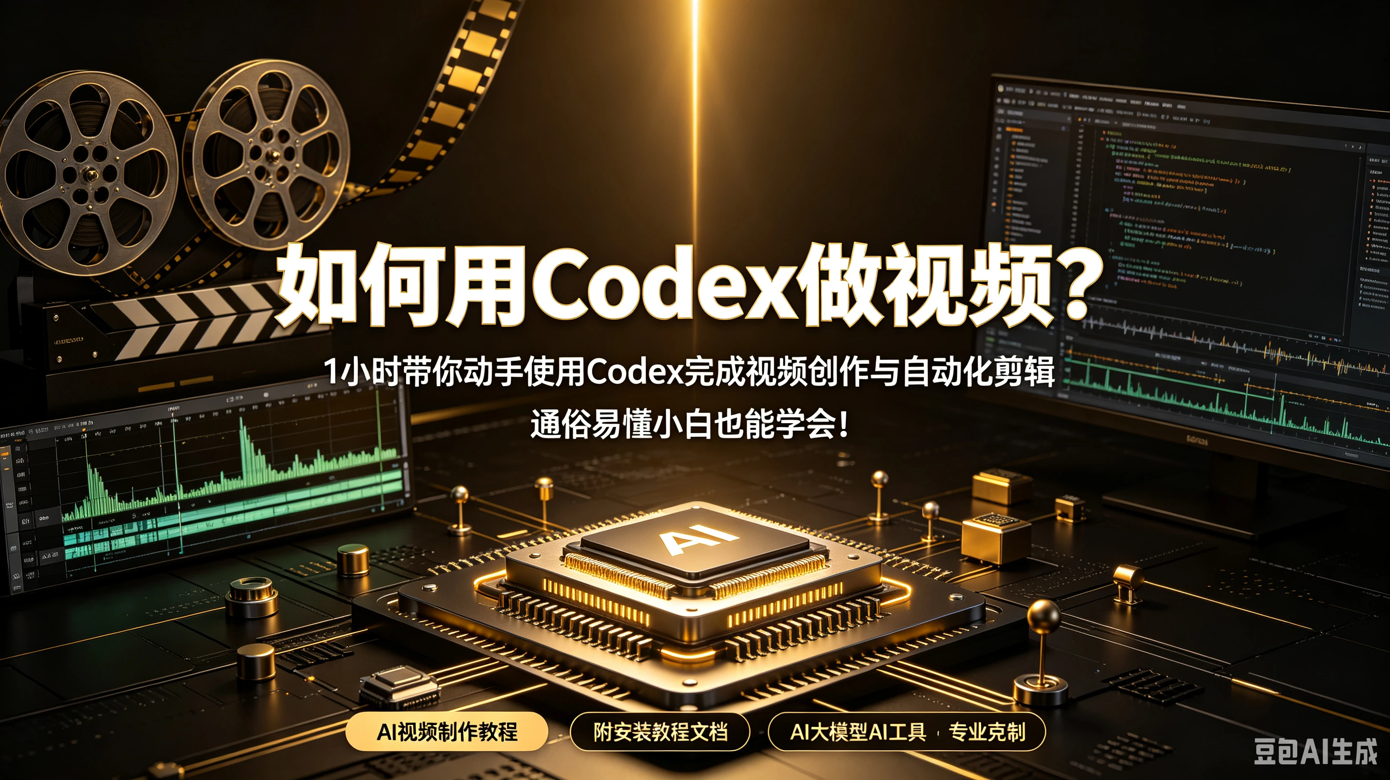 【精】如何用Codex做视频？1小时带你动手使用Codex完成视频创作与自动化剪辑，通俗易懂小白也能学会！AI视频制作教程附安装教程文档AI大模型AI工具-优优云网创