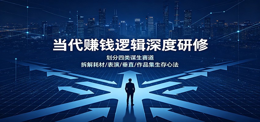 当代赚钱逻辑深度研修：划分四类谋生赛道，拆解耗材/表演/垂直/作品集生存心法-优优云网创