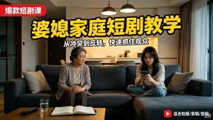 【精】婆媳家庭AI短剧全套教学丨起号快，热门吸引女性粉丝，商单广告、橱窗带货、收徒裂变、伙伴分成等-优优云网创
