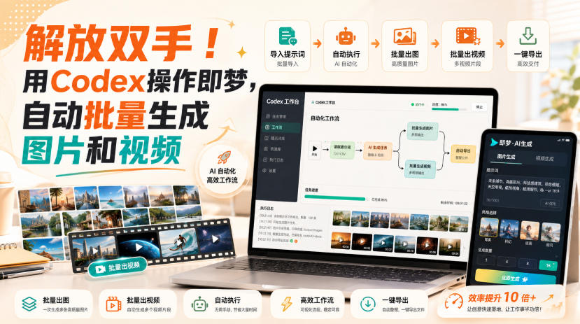 解放双手!用Codex操作即梦,自动批量生成图片和视频-优优云网创