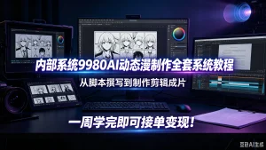 【精】内部系统9980AI动态漫制作全套系统教程,从脚本撰写到制作剪辑成片,一周学完即可接单变现!-优优云网创