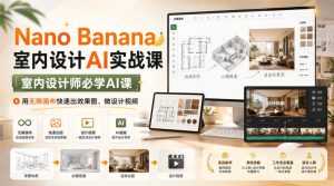 Nano Banana室内设计AI实战课,室内设计师必学AI课,用无限画布快速出效果图、做设计视频-优优云网创