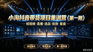 【精】小淘抖音带货项目集训营(第一期)短视频·直播·选品·投放·复盘,项目集训、带货实战、第一期专属-优优云网创