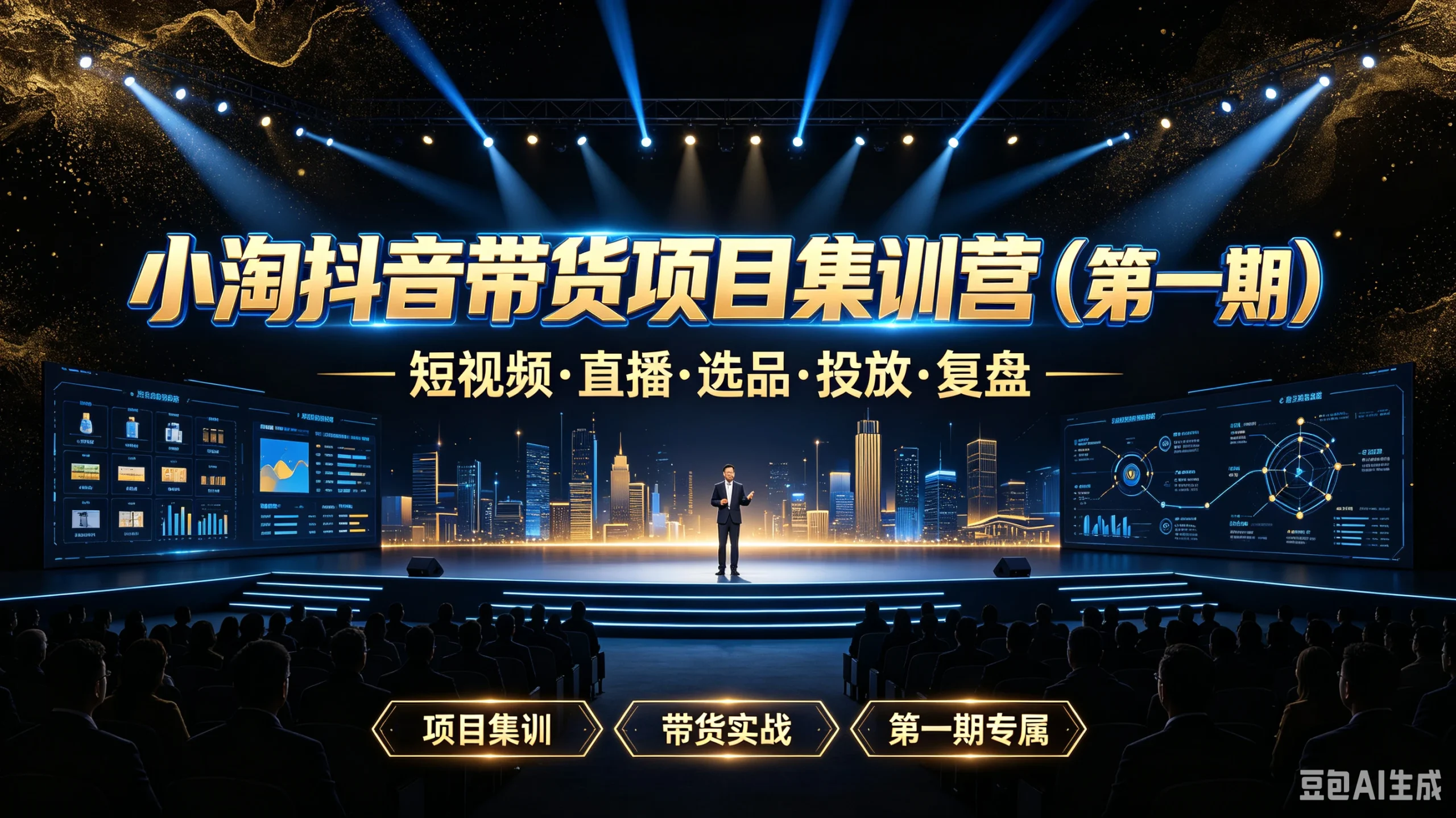 【精】小淘抖音带货项目集训营（第一期）短视频·直播·选品·投放·复盘，项目集训、带货实战、第一期专属-啥好玩副业网
