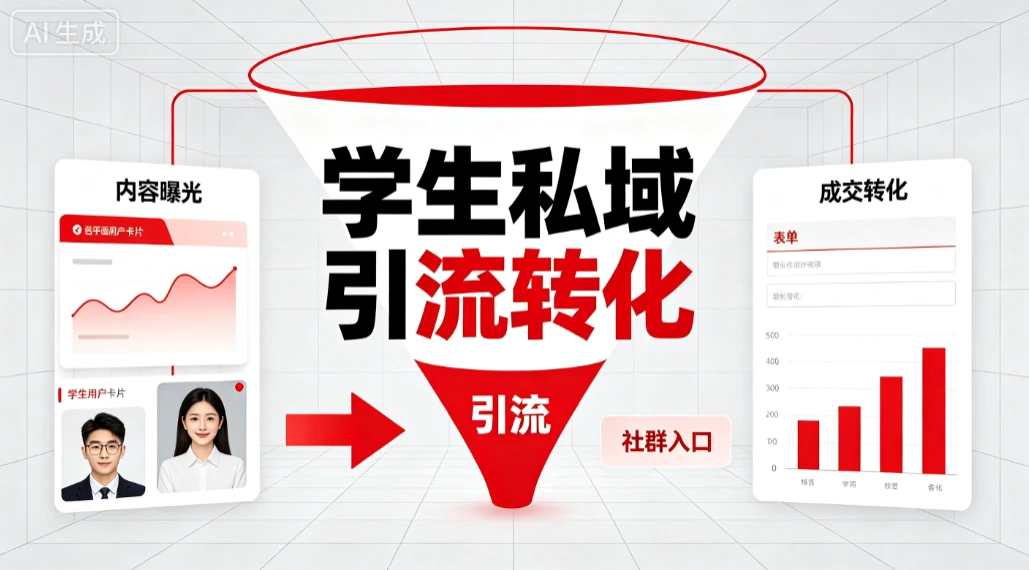 学生私域引流转化,吸引关注、加入社群、建立信任、完成转化-优优云网创