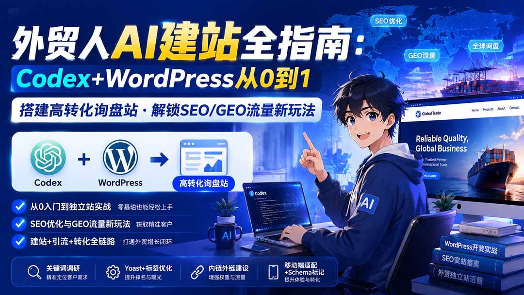 (19818期)外贸人AI建站全指南:Codex+WordPress从0到1·搭建高转化询盘站·解锁SEO/GEO流量新玩法-更新-优优云网创
