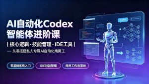 （19245期）AI自动化Codex智能体进阶课｜核心逻辑·技能管理·IDE工具｜从零搭建私人专属AI自动化商用工作流-优优云网创