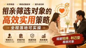(19727期) 付费文章:相亲筛选对象的高效实用策略,全程落地可实操,规避短择、利己型相亲对象-优优云网创