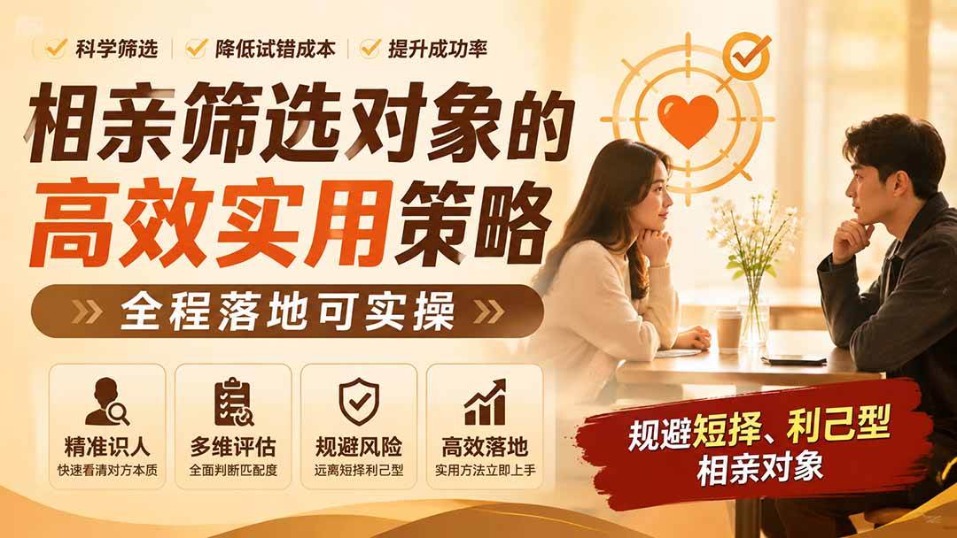 （19727期） 付费文章：相亲筛选对象的高效实用策略，全程落地可实操，规避短择、利己型相亲对象-优优云网创
