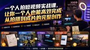 一个人拍短视频实战课，让你一个人也能高效完成从拍摄到成片的完整创作-优优云网创