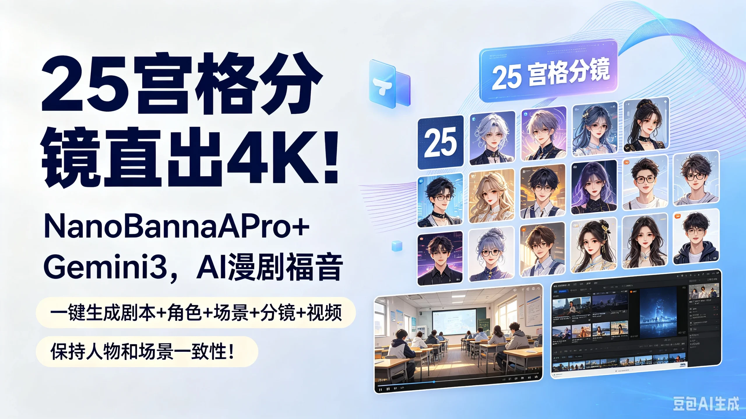 【精】25宫格分镜直出4K！NanoBananaPro+Gemini3，AI漫剧福音（一键生成剧本+角色+场景+分镜+视频）保持人物和场景一致性！-啥好玩副业网