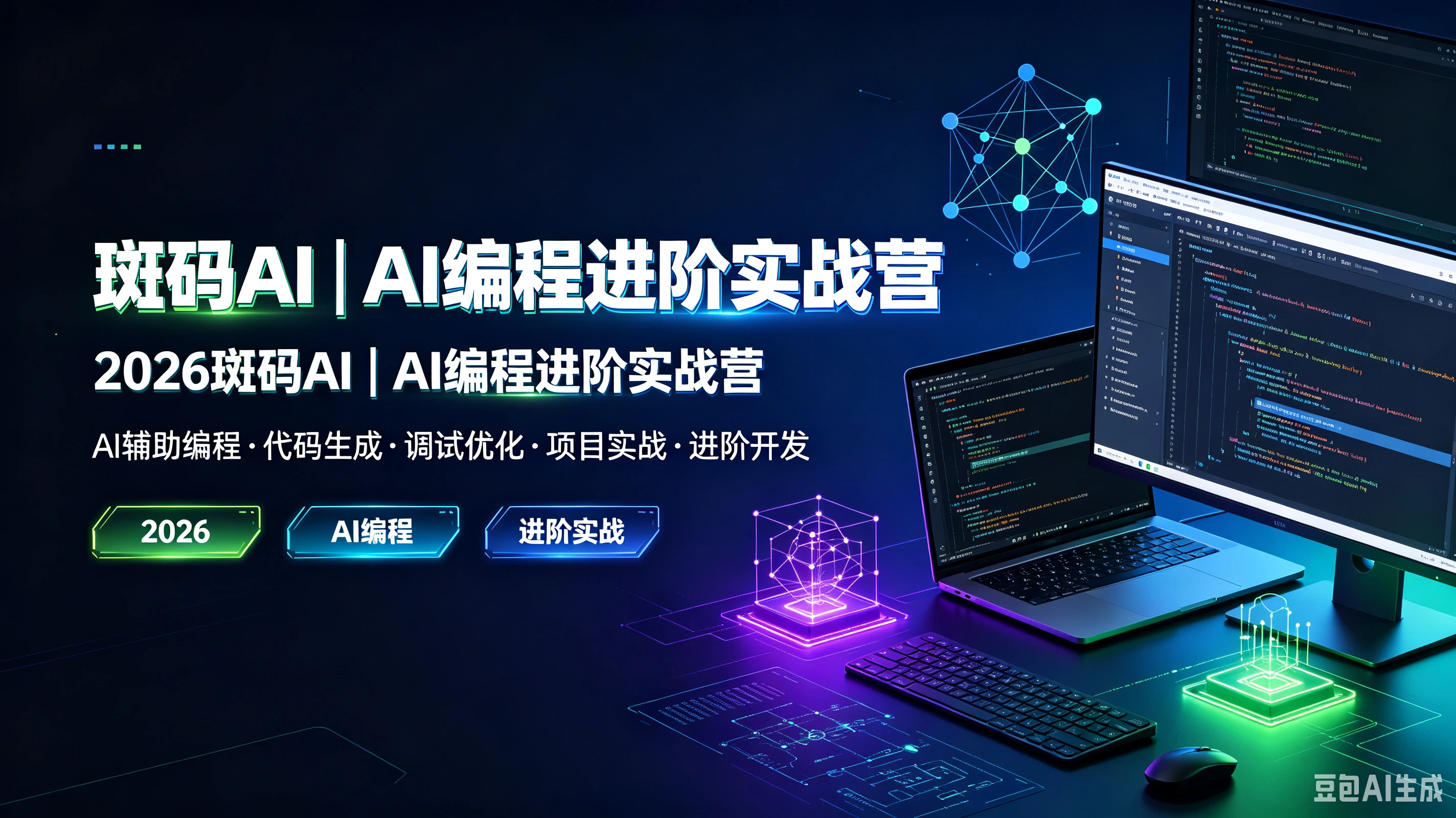 【精】斑码AI|AI编程进阶实战营，2026斑码AI|AI编程进阶实战营，AI辅助编程、代码生成、调试优化、项目实战、进阶开发-优优云网创