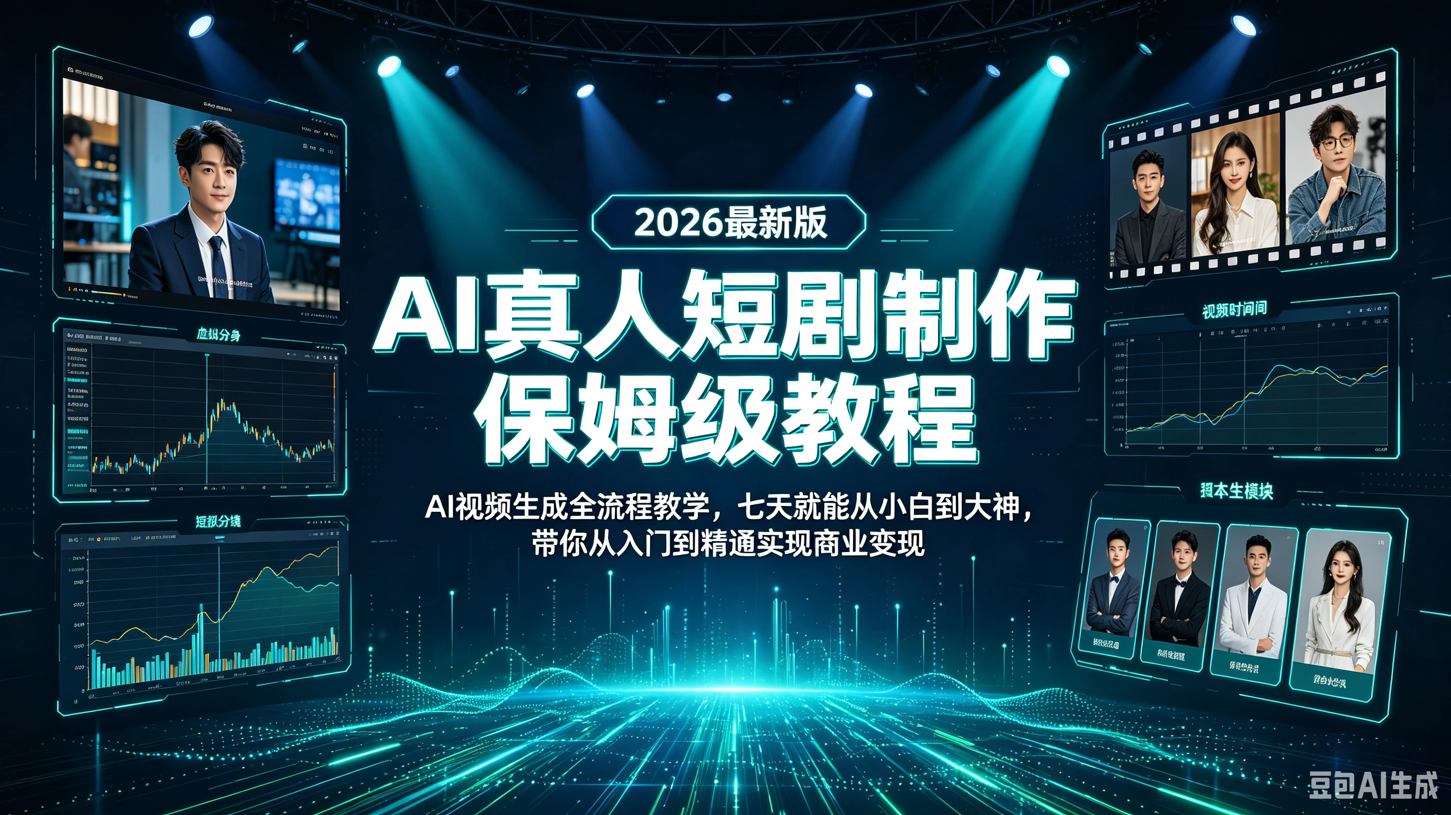 【精】AI真人短剧制作保姆级教程!2026最新版AI视频生成全流程教学!七天就能从小白到大神!带你从入门到精通实现商业变现!-优优云网创