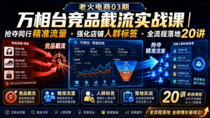 老火电商03期・万相台竞品截流实战课|抢夺同行精准流量・强化店铺人群标签・全流程落地20讲-优优云网创