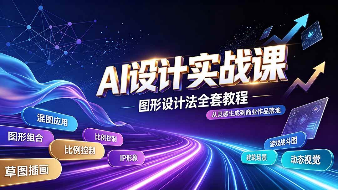 （19554期）AI设计实战课｜图形设计法全套教程，解锁AI工作流技法，精通插画IP、建筑、游戏视觉创作-优优云网创