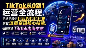 TikTok从0到1运营全流程,手把手教你避开合规陷阱,掌握流量变现核心技能,快速落地TikTok出海生意(更新8月)-优优云网创
