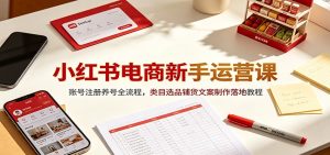 小红书电商新手运营课：账号注册养号全流程，类目选品铺货文案制作落地教程-优优云网创