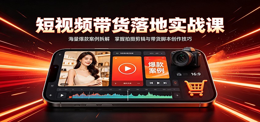 短视频带货落地实战课:海量爆款案例拆解,掌握拍摄剪辑与带货脚本创作技巧-优优云网创