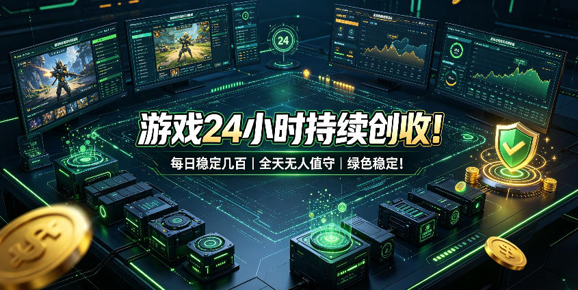 游戏24小时持续创收!每日稳定几百,全天无人值守,绿色稳定!【揭秘】-优优云网创