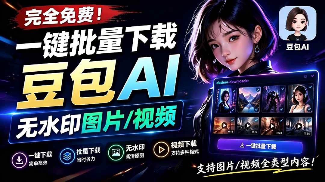 （19355期）Github最新发布！一键批量下载豆包AI无水印图片/视频，简单易用，自动解析提示词，doubao-downloader-优优云网创