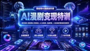 （19633期）AI漫剧变现特训★爆款拆解｜底层逻辑，变现渠道，AI工具矩阵，批量剪辑，小说改编完整漫剧实操教学-优优云网创