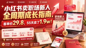 小红书卖职场新人全周期成长指南，客单价29.8，55天卖了1.9w！-优优云网创