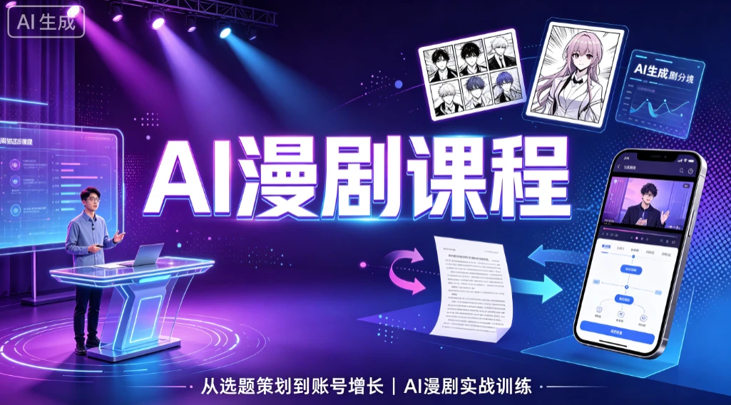 【精】AI漫剧课程,从选题策划到账号增长、AI漫剧实战训练-优优云网创