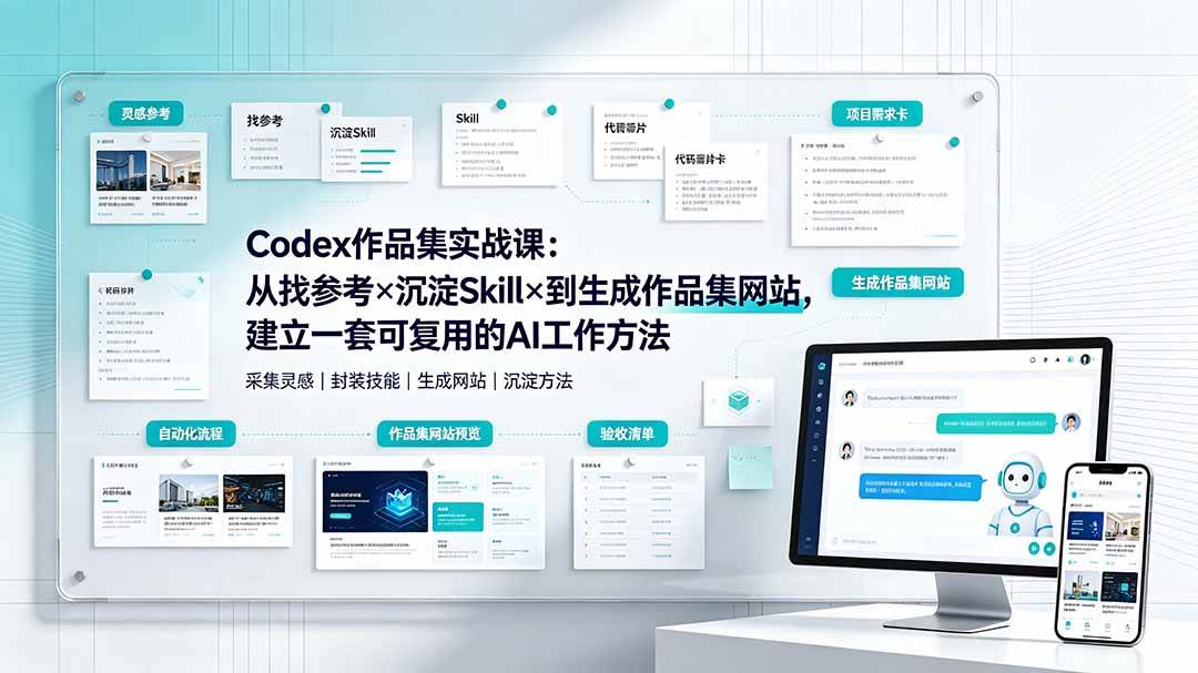 （19361期）Codex作品集实战课：从找参考×沉淀Skill×到生成作品集网站，建立一套可复用的AI工作方法-优优云网创