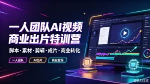 【精】一人团队AI视频商业出片特训营,脚本·素材·剪辑·成片·商业转化,一人团队、Al出片、商业变现-优优云网创