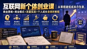 互联网新个体创业课|从零搭建低成本小生意,商业思维+商业模式+流量实战+个人成长全闭环教程-优优云网创