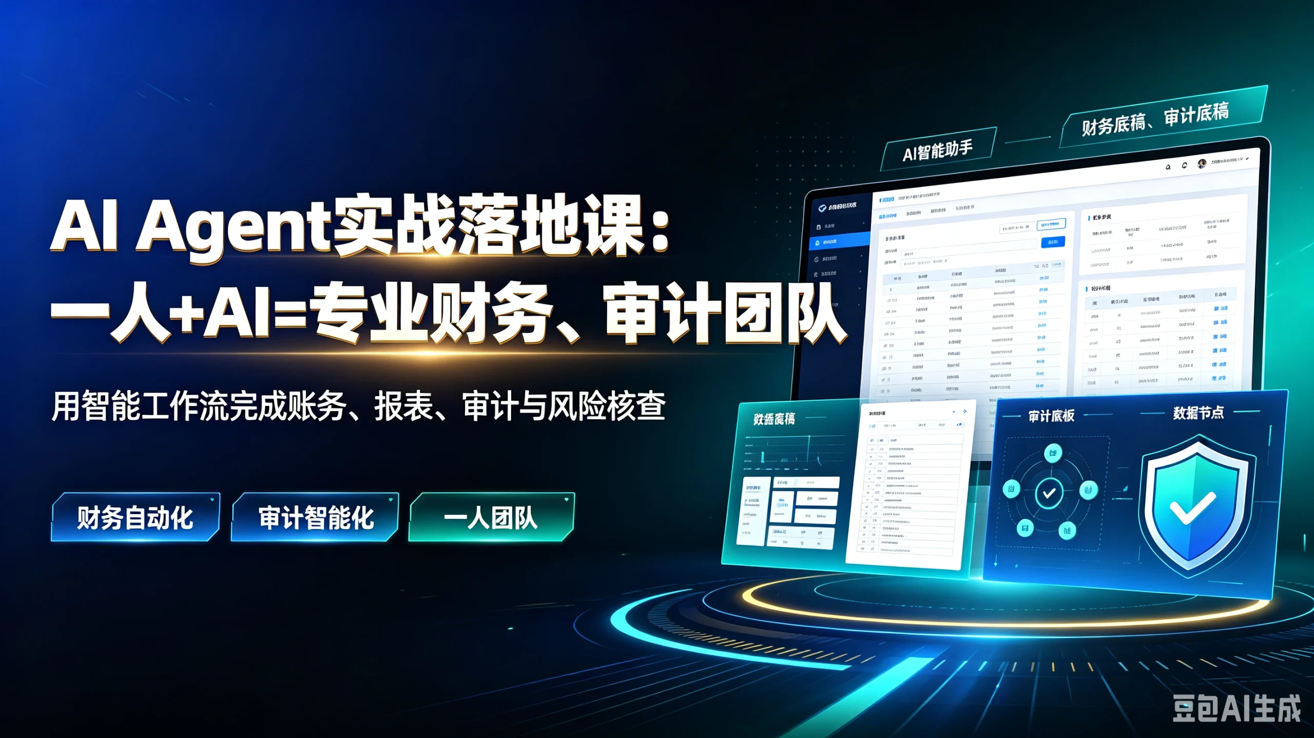 【精】AlAgent实战落地课：一人+AI=专业财务、审计团队用智能工作流完成账务、报表、审计与风险核，财务自动化、审计智能化、一人团队-啥好玩副业网