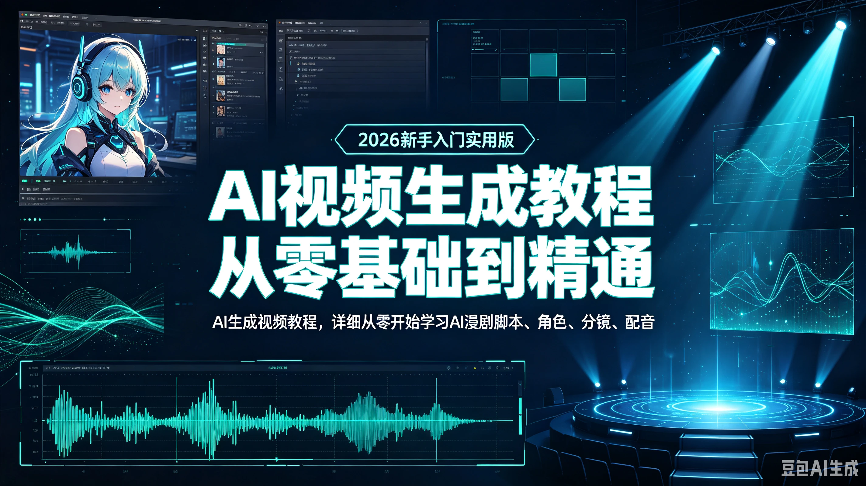【精】AI视频生成教程从零基础到精通(2026新手入门实用版AI生成视频教程)详细从零开始学习AI漫剧脚本角色分镜配音-优优云网创