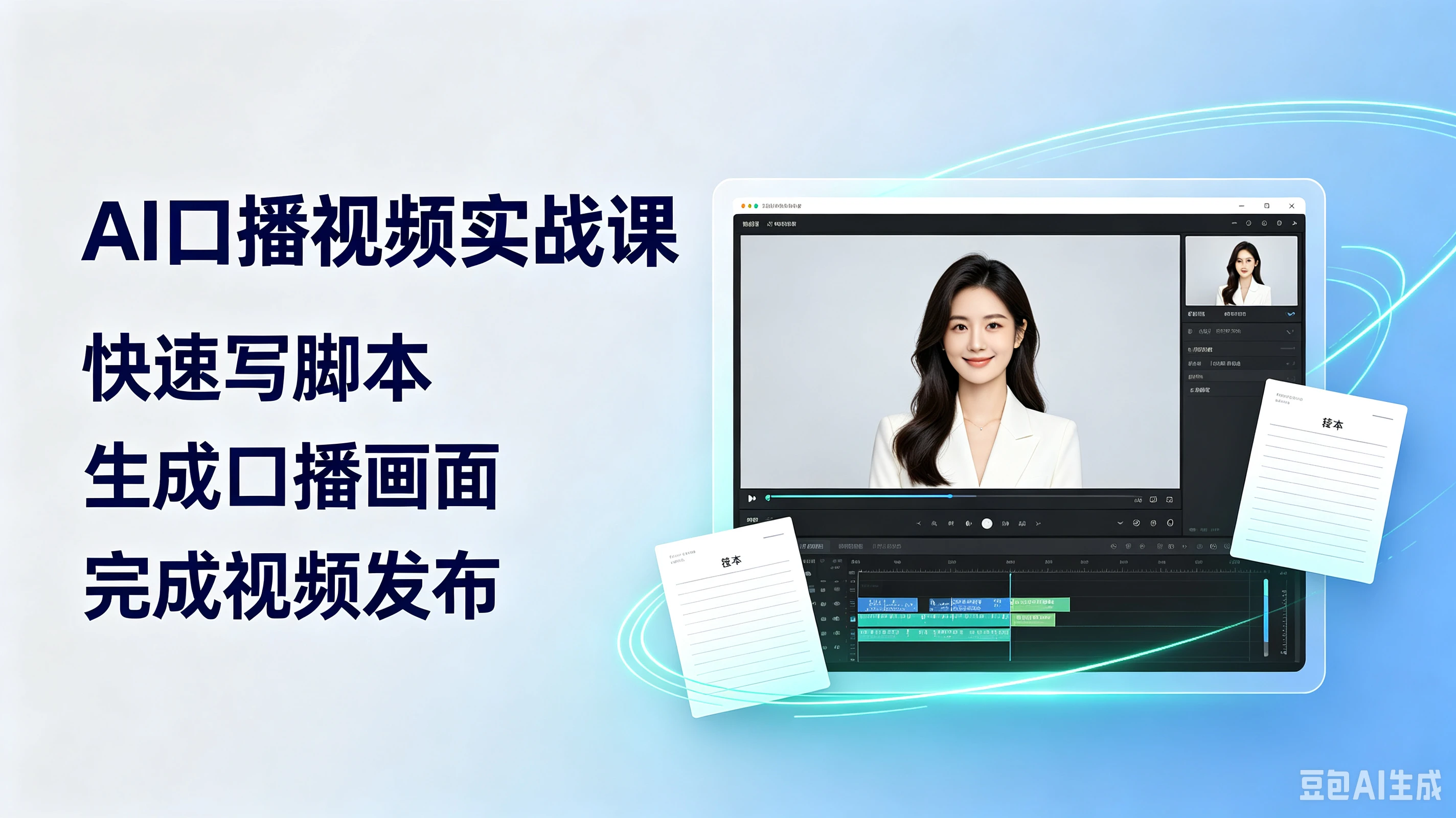 【精】AI口播视频实战课，快速写脚本、生成口播画面、完成视频发布-优优云网创