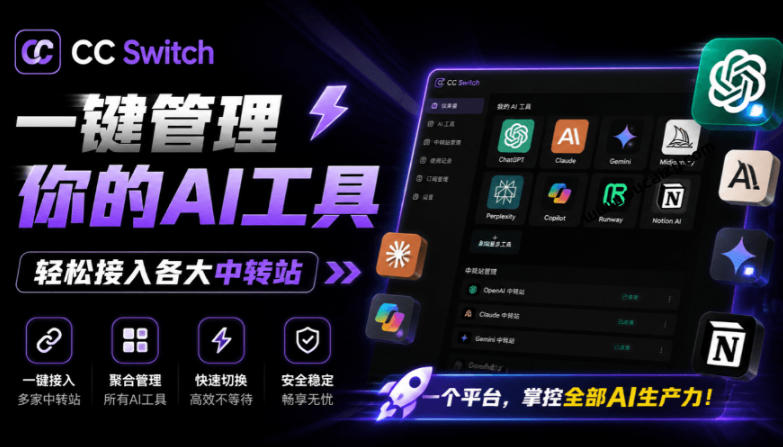 一键给Chatgpt、Codex、Claude接入地第三方中转站，CC Switch统一管理你的AI编程工具工作流-优优云网创